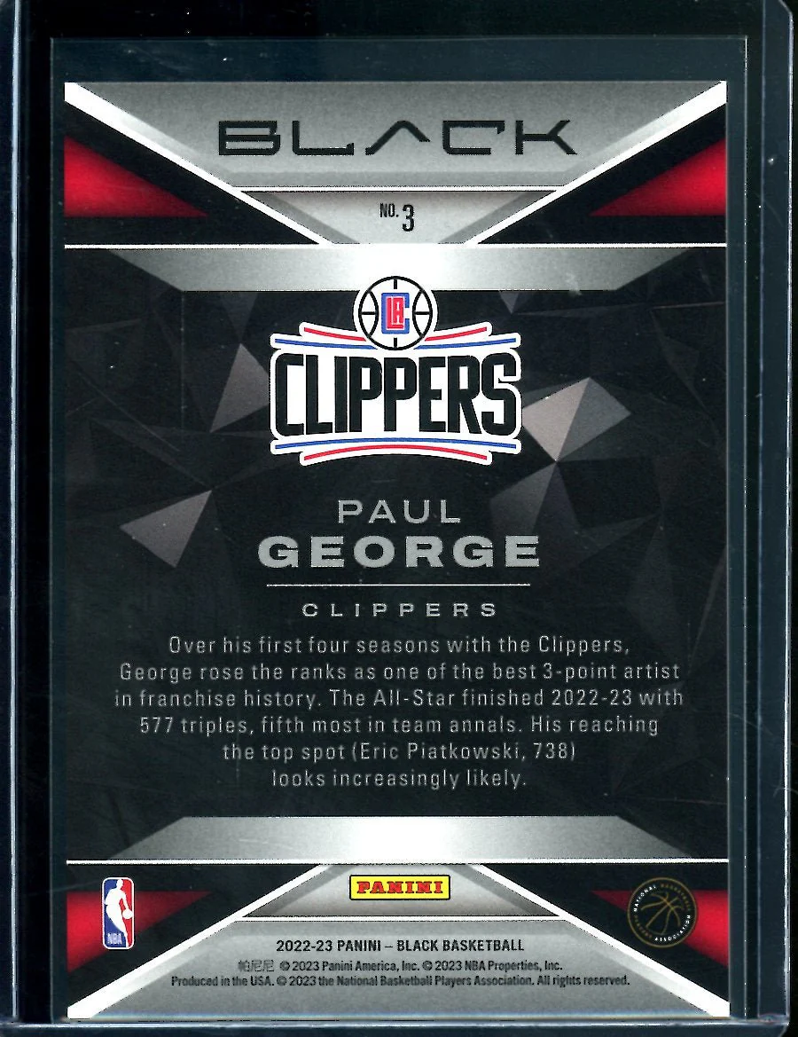 2022/23 Panini Black Paul George Gold /25 Clippers - Image 2