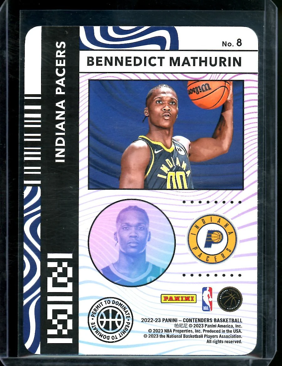 2022/23 Panini Contenders Bennedict Mathurin Rookie Permit to Dominate SSP Pacers - Image 2