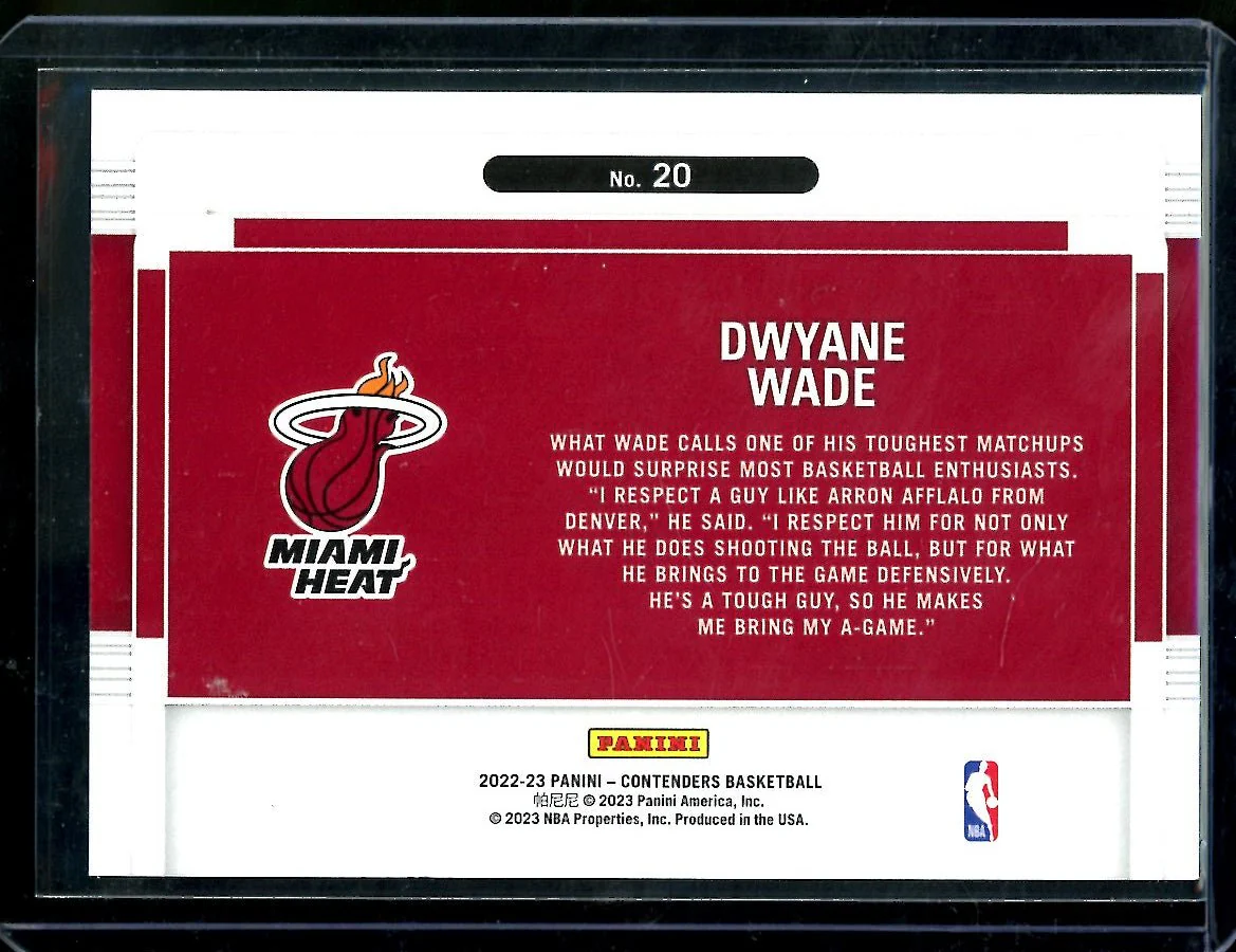 2022/23 Panini Contenders Dwayne Wade Suite Shots Cracked Ice /25 Heat - Image 2