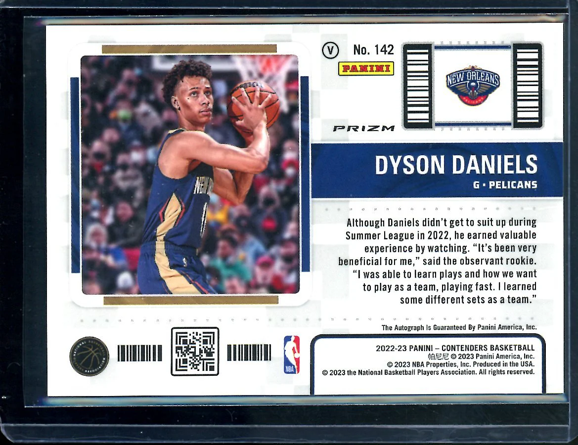 2022/23 Panini Contenders Dyson Daniels Rookie Ticket Variation Auto Pelicans - Image 2