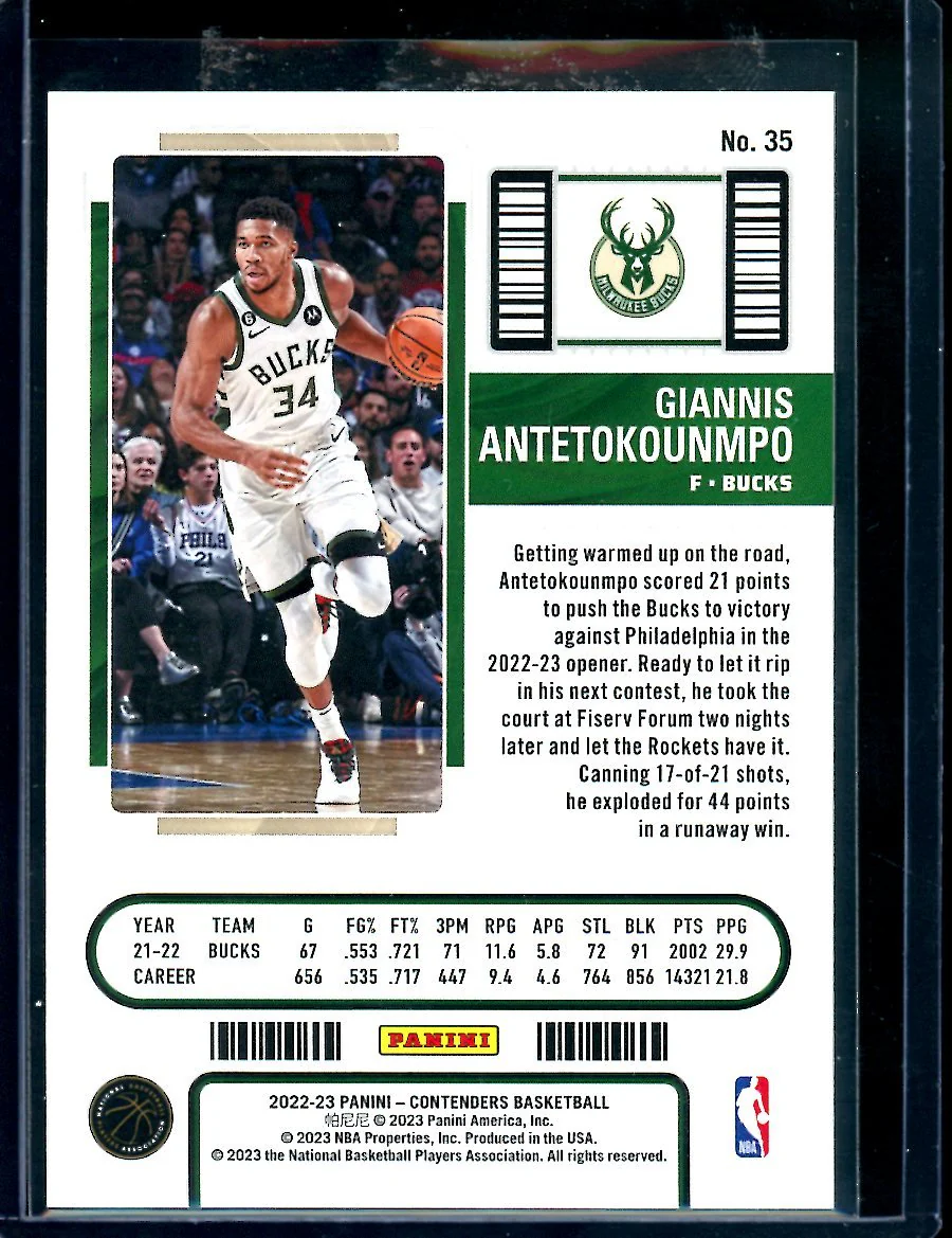 2022/23 Panini Contenders Giannis Antetokounmpo Cracked Ice /25 Bucks - Image 2