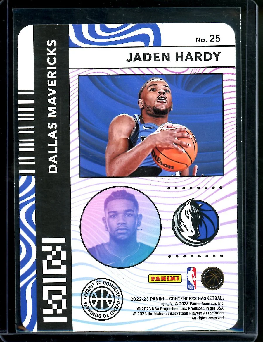 2022/23 Panini Contenders Jaden Hardy Permit to Dominate SSP Mavericks - Image 2