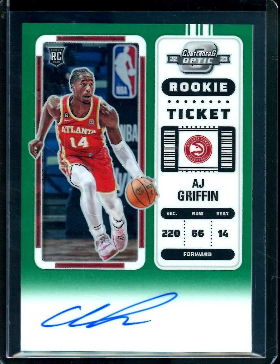 2022-23 Panini Contenders Optic AJ Griffin Rookie Ticket Auto Green /75