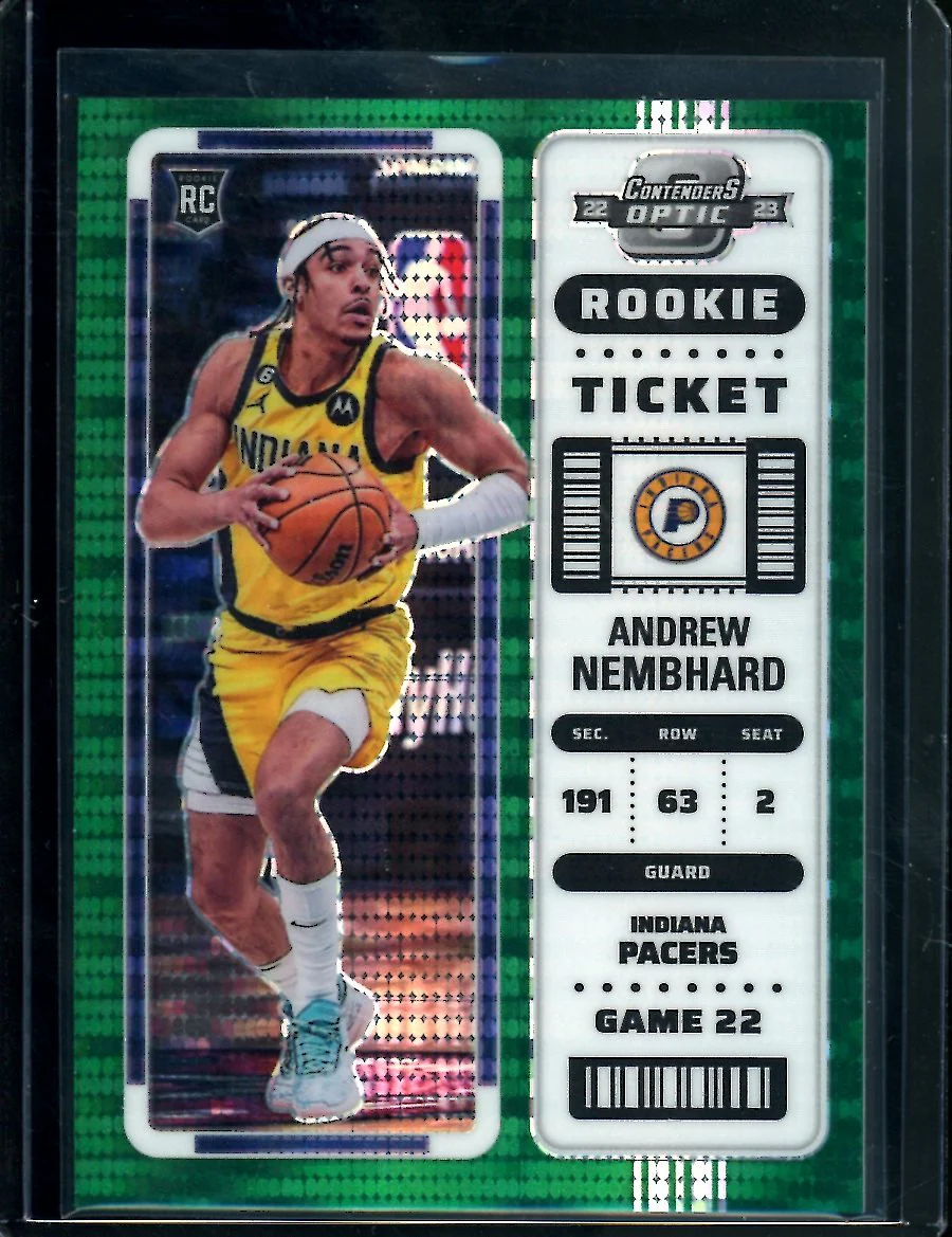 2022-23 Panini Contenders Optic Andrew Nembhard Rookie Ticket Green Pulsar /25 Pacers