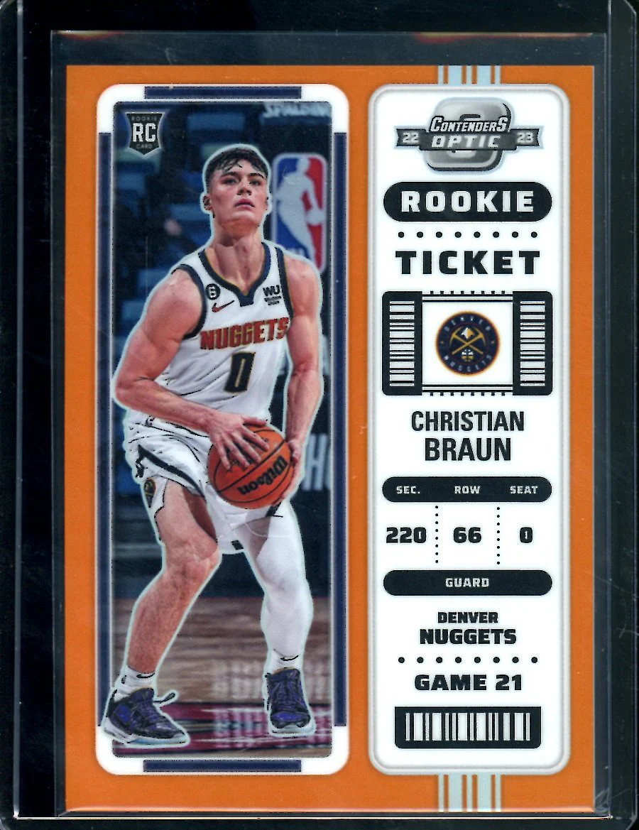 2022-23 Panini Contenders Optic Christian Braun Rookie Ticket Orange /49 Nuggets