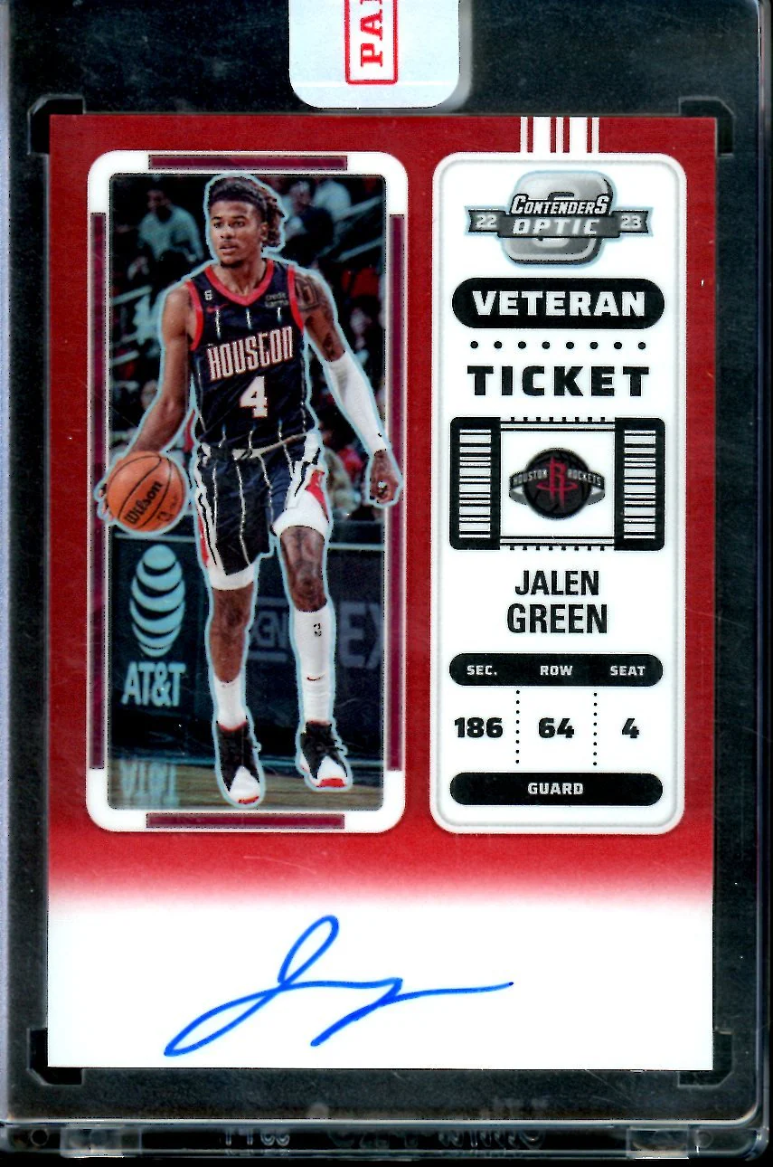 2022/23 Panini Contenders Optic Jalen Green Veteran Ticket Auto Red /60 Rockets