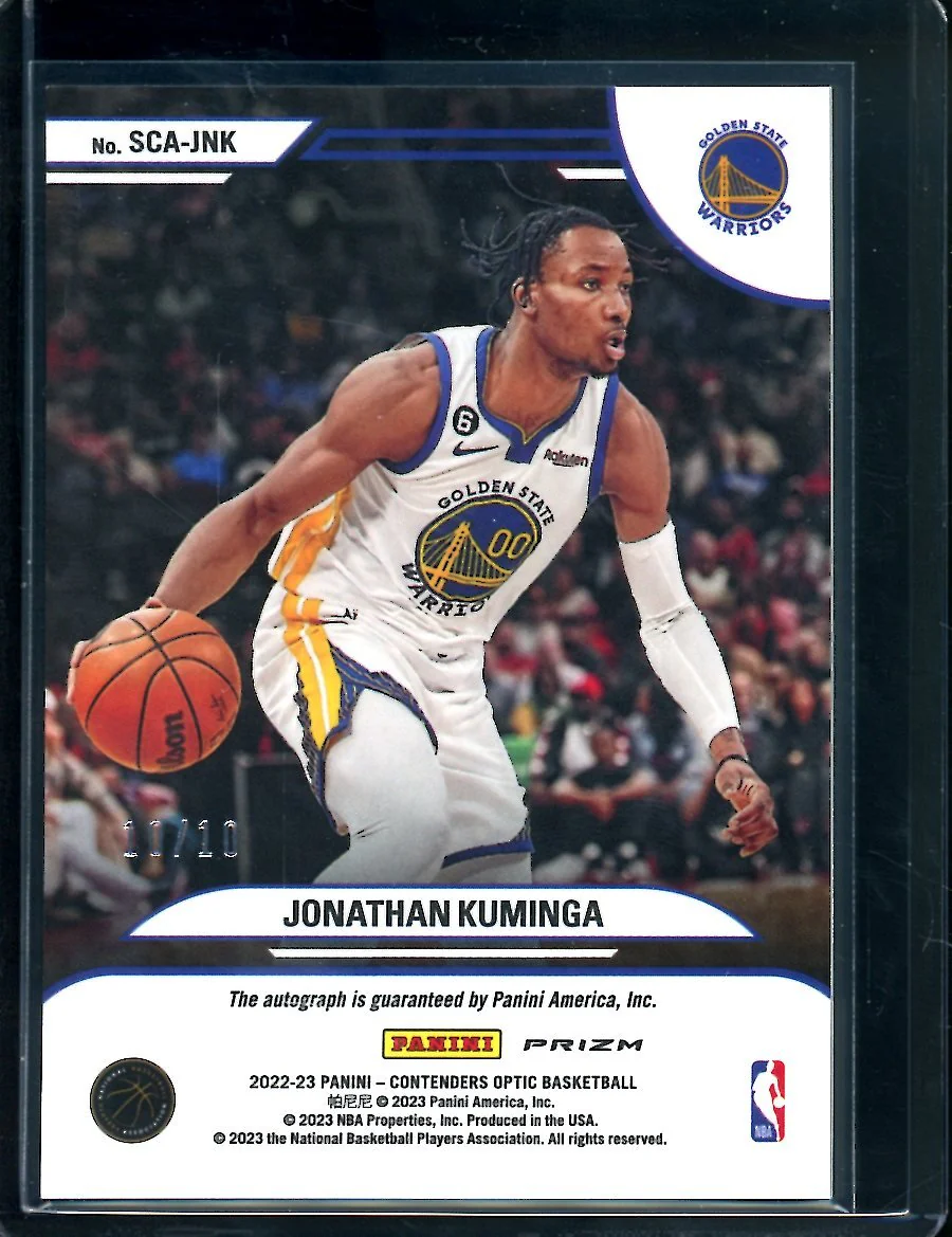 2022-23 Panini Contenders Optic Jonathan Kuminga Sophomore Contenders Auto Gold /10 Warriors - Image 2