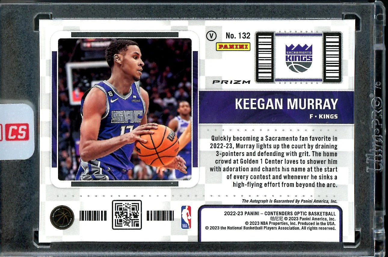 2022/23 Panini Contenders Optic Keegan Murray Rookie Ticket Auto Variation Kings - Image 2