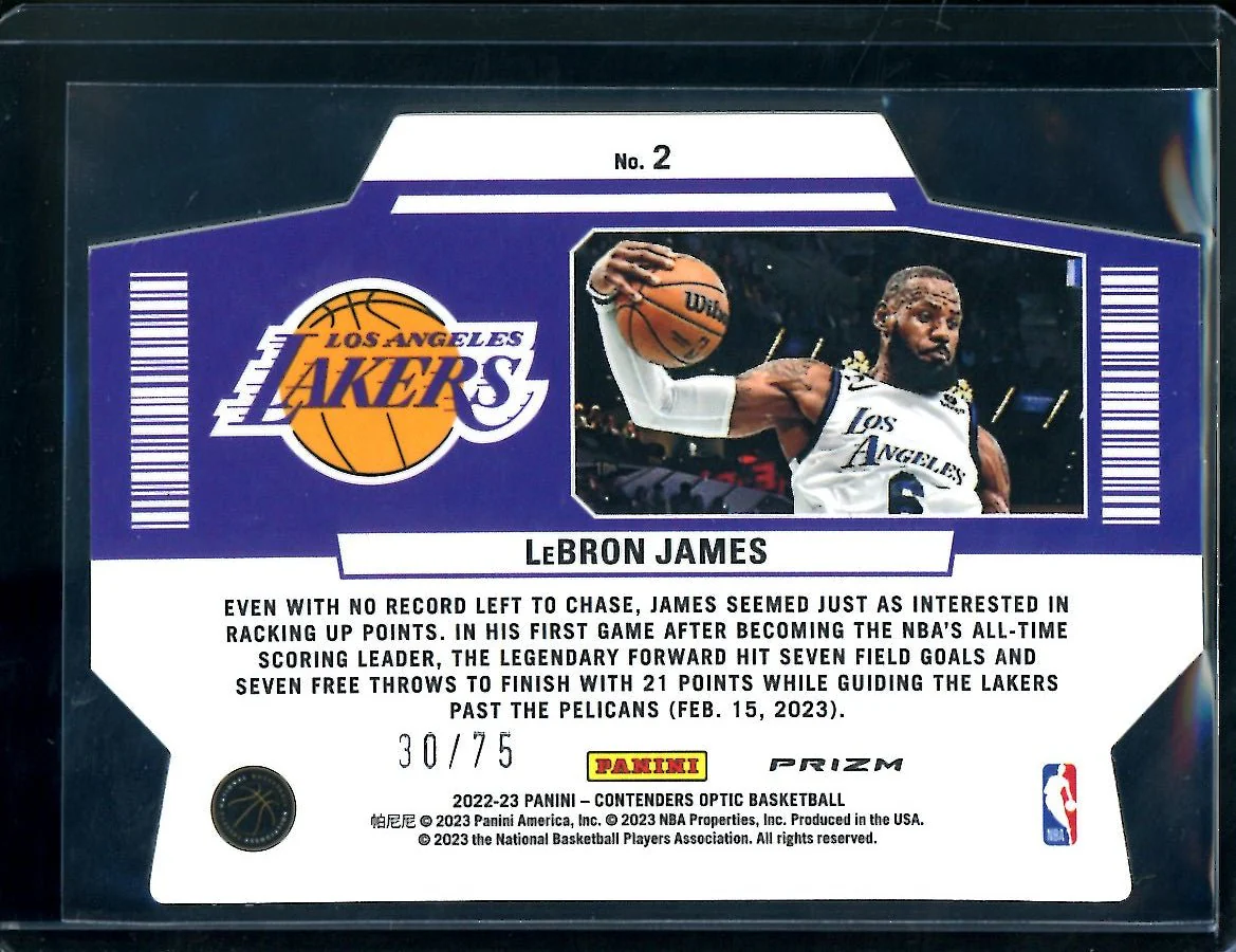 2022-23 Panini Contenders Optic LeBron James Superstar Blue Ice /75 Lakers - Image 2