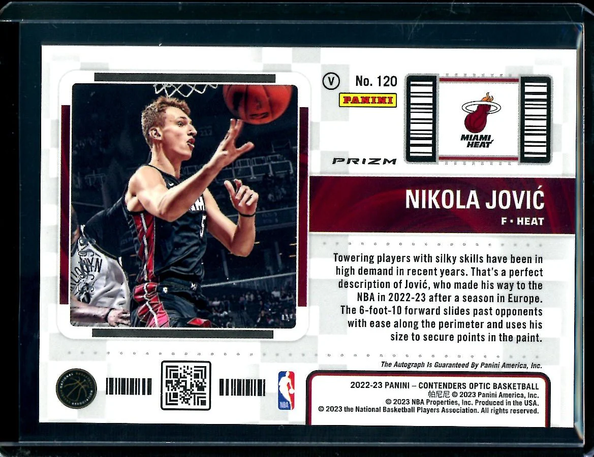 2022-23 Panini Contenders Optic Nikola Jovic Rookie Variation Ticket Auto Red /99 Heat - Image 2