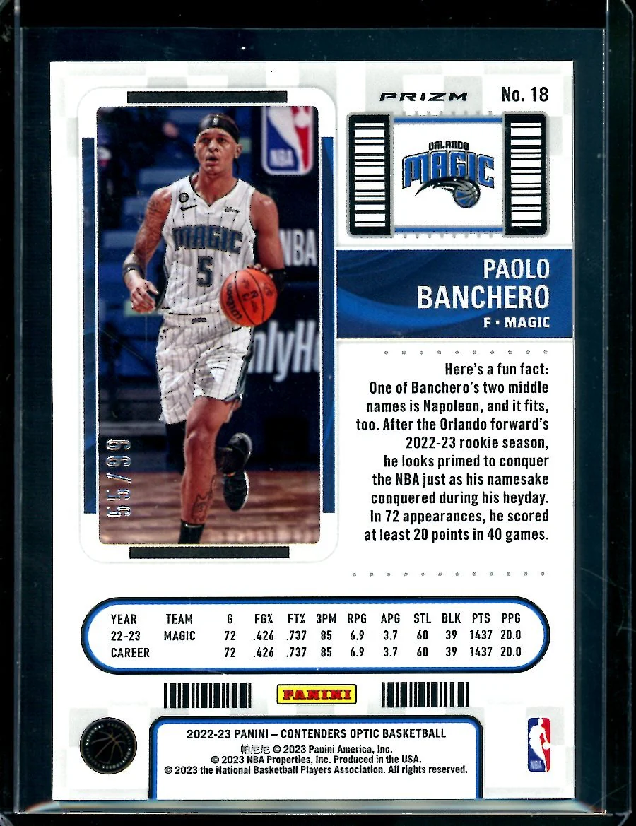 2022-23 Panini Contenders Optic Paolo Banchero Rookie Blue /99 Magic - Image 2
