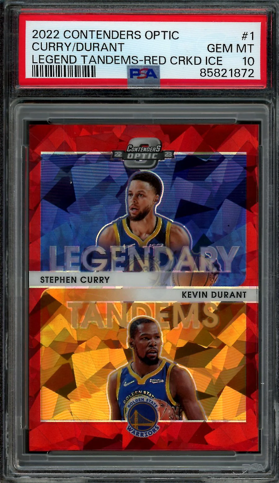 2022/23 Panini Contenders Optic Stephen Curry/Kevin Durant Legendary Tandems Red Ice PSA 10 Warriors