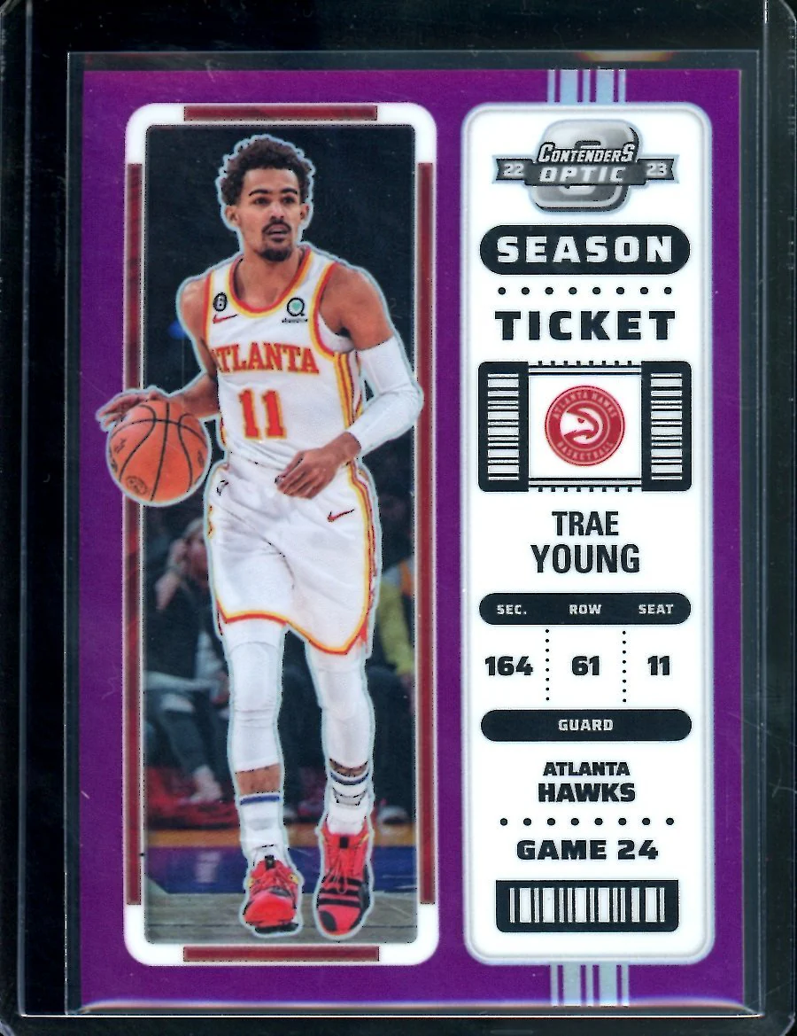2022-23 Panini Contenders Optic Trae Young Ticket Purple /15 Hawks