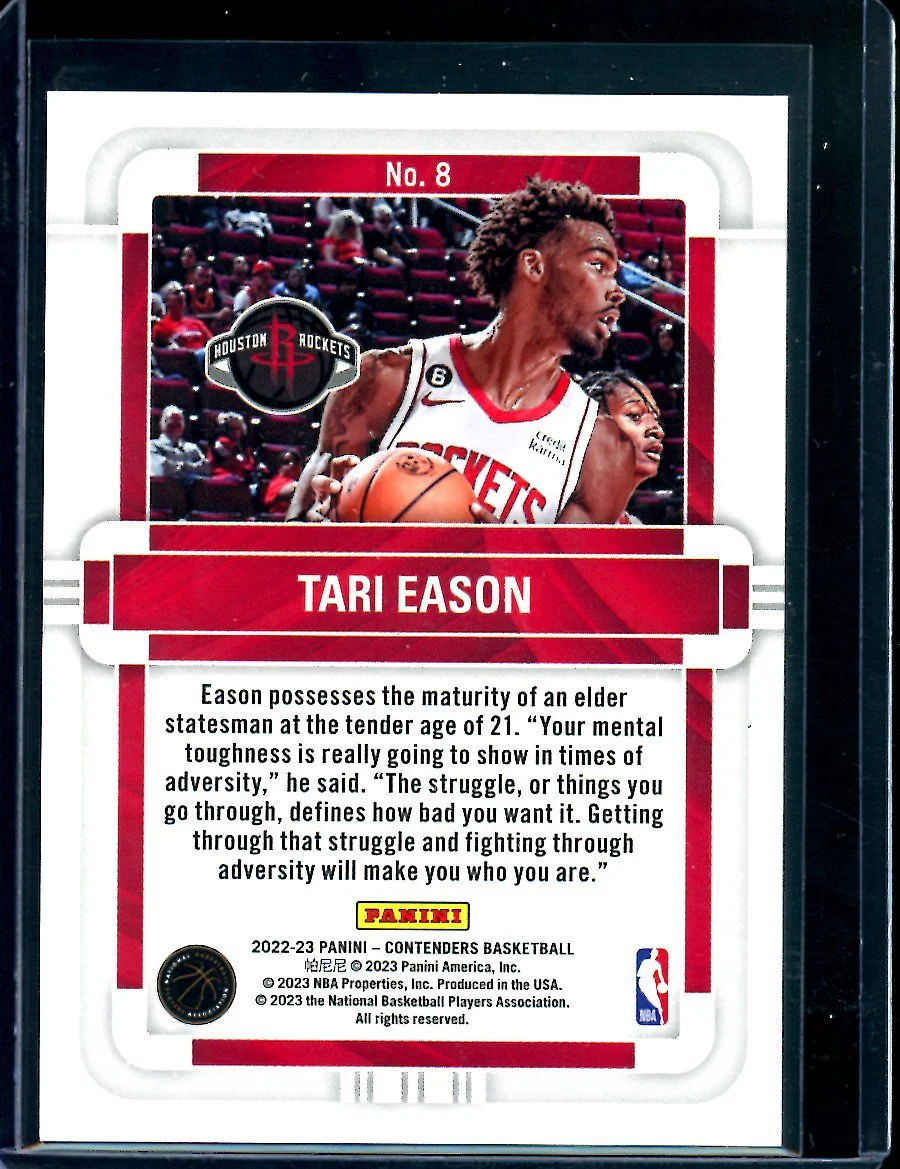 2022/23 Panini Contenders Tari Eason Rookie of the Year Cracked Ice /25 Rockets - Image 2