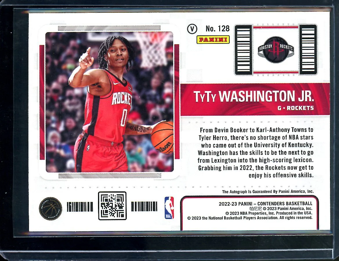2022/23 Panini Contenders TyTy Washington Rookie Variation Ticket Auto Rockets - Image 2
