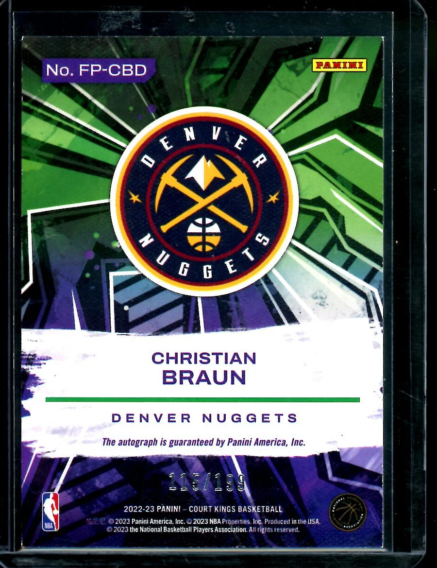 2022/23 Panini Court Kings Christian Braun Rookie Auto Fresh Paint /199 Nuggets - Image 2