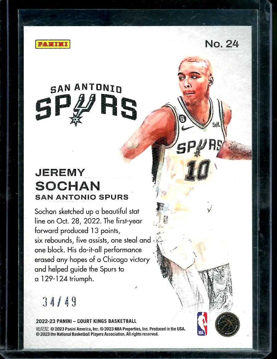 2022/23 Panini Court Kings Jeremy Sochan Rookie Works in Progress /49 Spurs - Image 2