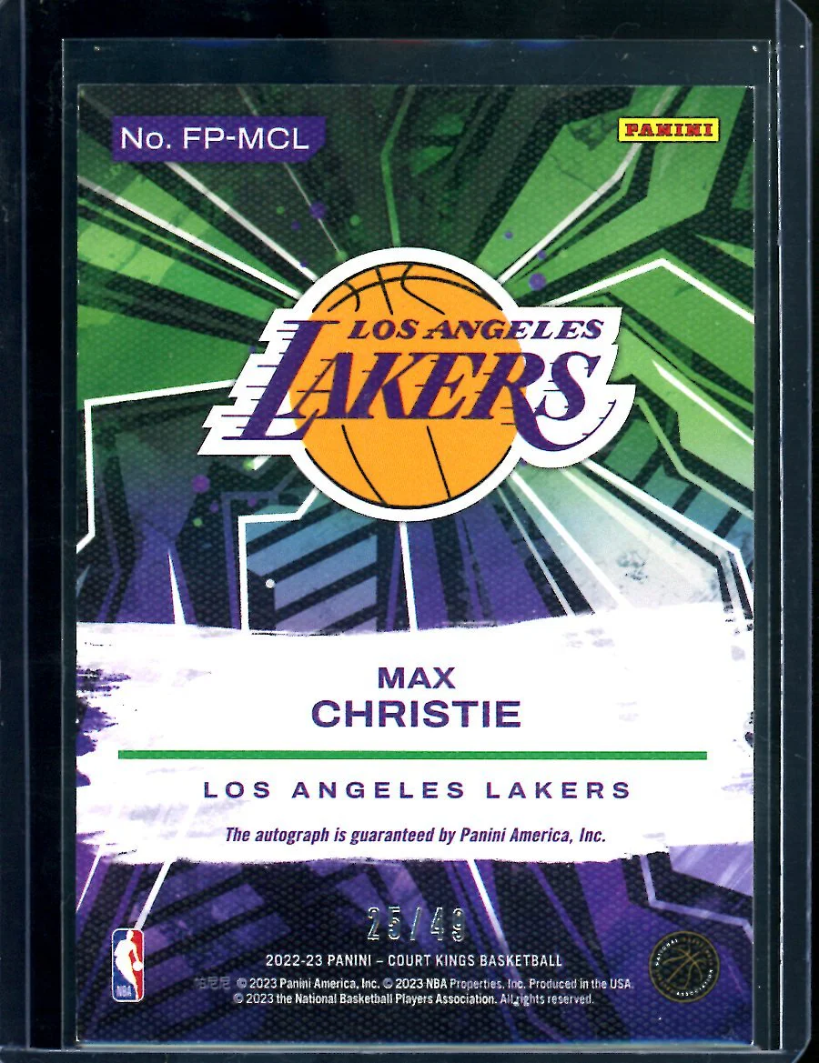 2022/23 Panini Court Kings Max Christie Rookie Auto /49 Lakers - Image 2