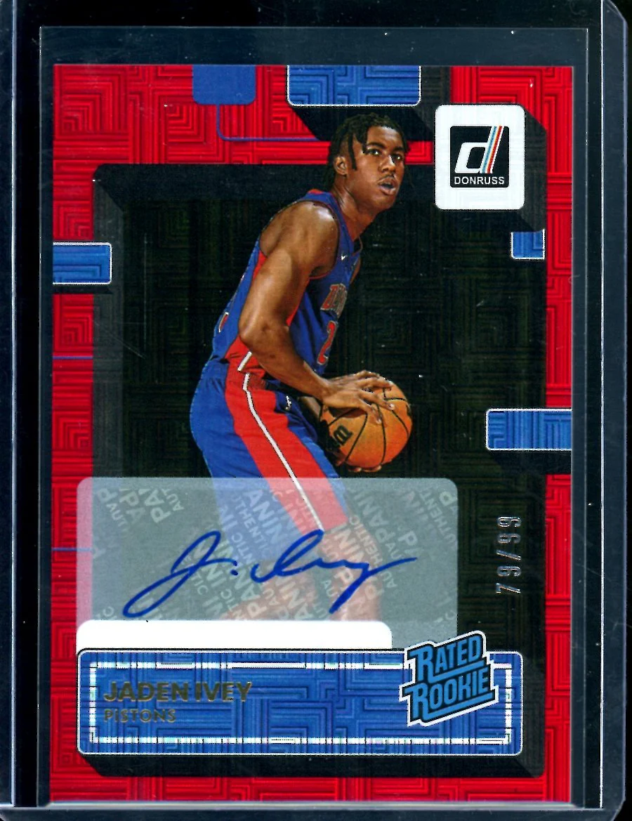 2022/23 Panini Donruss Choice Jaden Ivey Rookie Auto Red Choice /99 Pistons