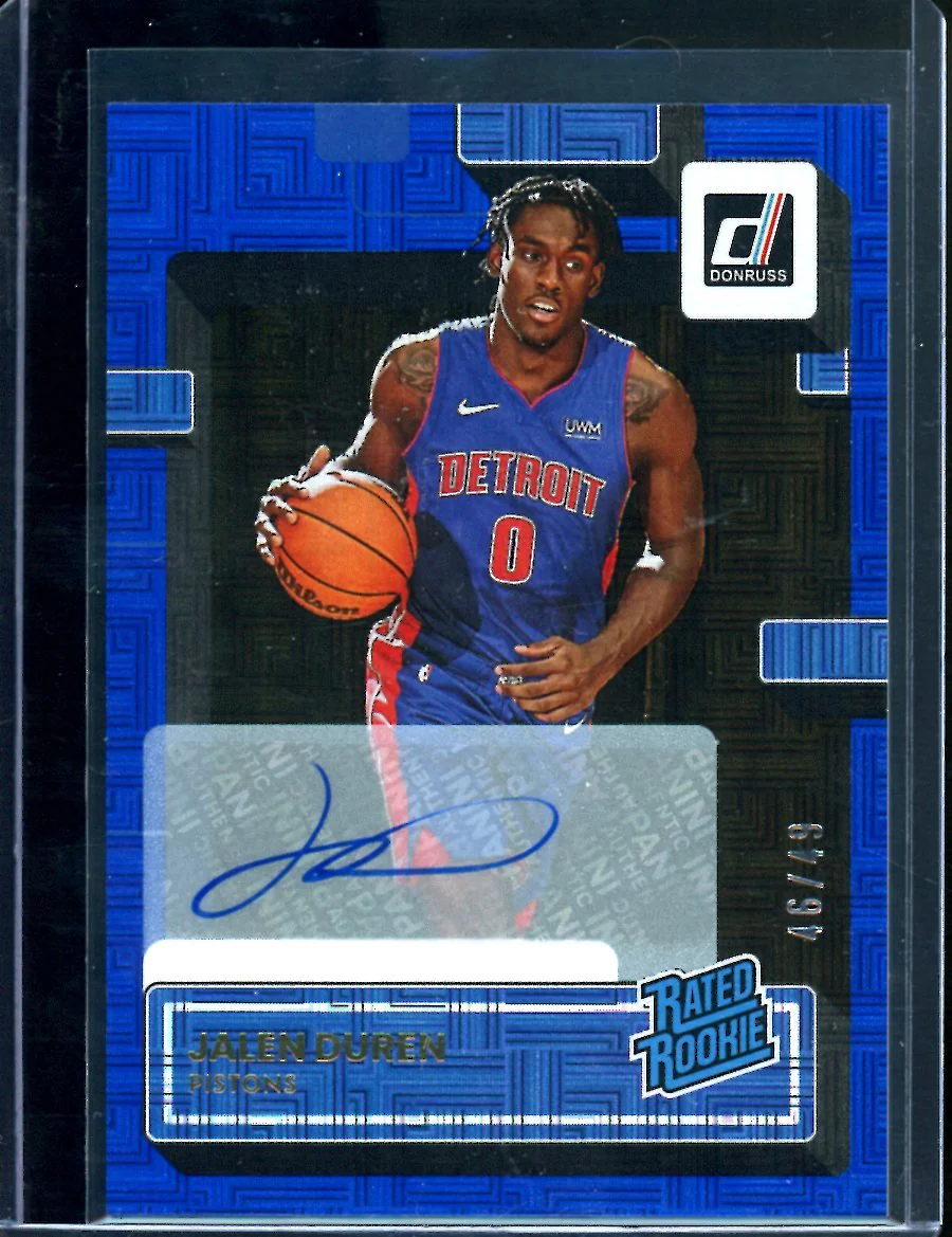 2022/23 Panini Donruss Choice Jalen Duren Rookie Auto Blue /49 Pistons