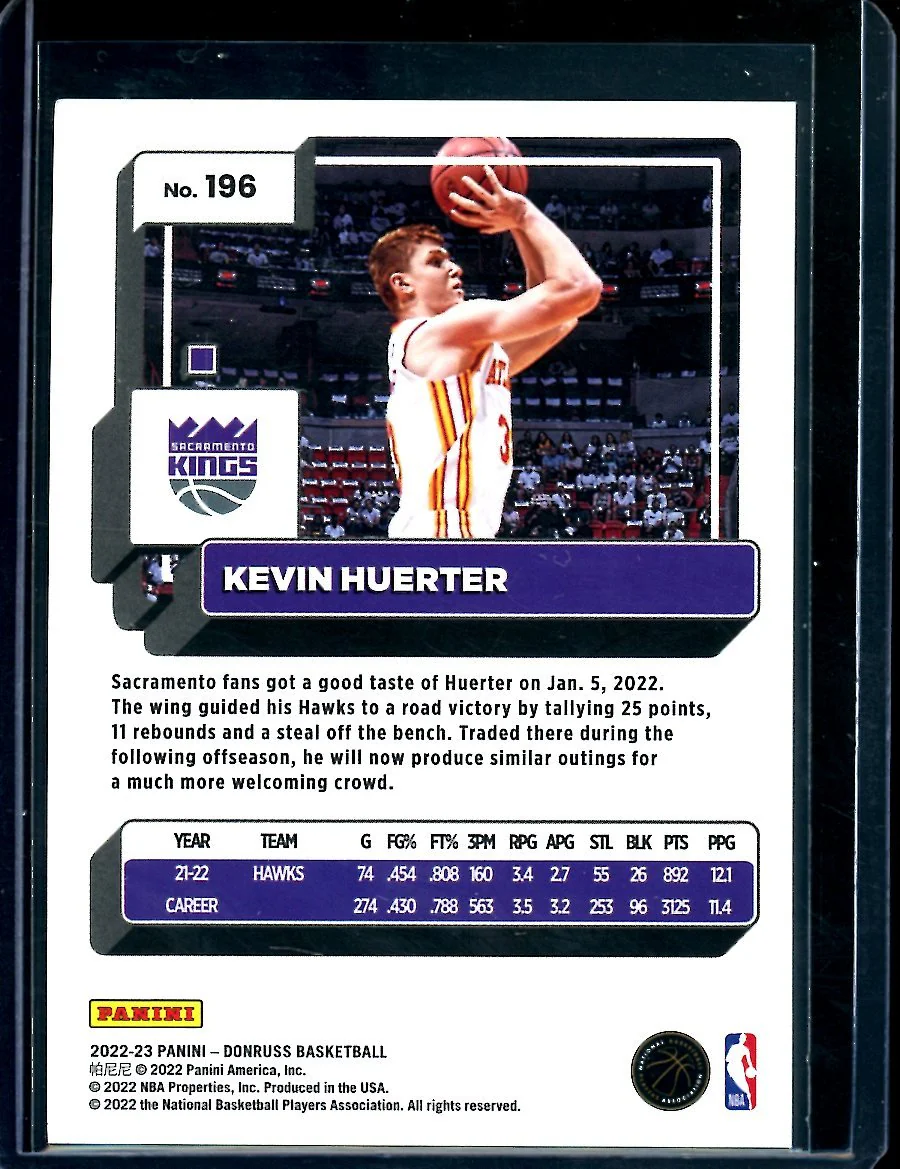 2022/23 Panini Donruss Choice Kevin Huerter Gold /10 Kings - Image 2