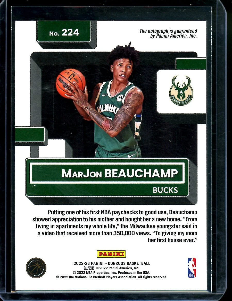 2022/23 Panini Donruss Choice MarJon Beauchamp Rookie Red Choice Auto /99 Bucks - Image 2