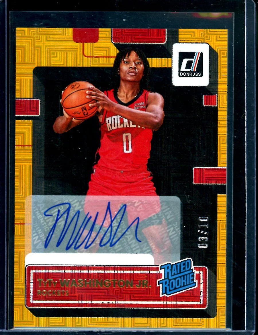 2022/23 Panini Donruss Choice TyTy Washington Rookie Gold Auto /10 Rockets