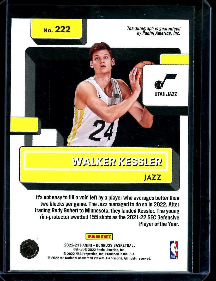2022/23 Panini Donruss Choice Walker Kessler Rookie Red Choice Auto /99 Jazz - Image 2