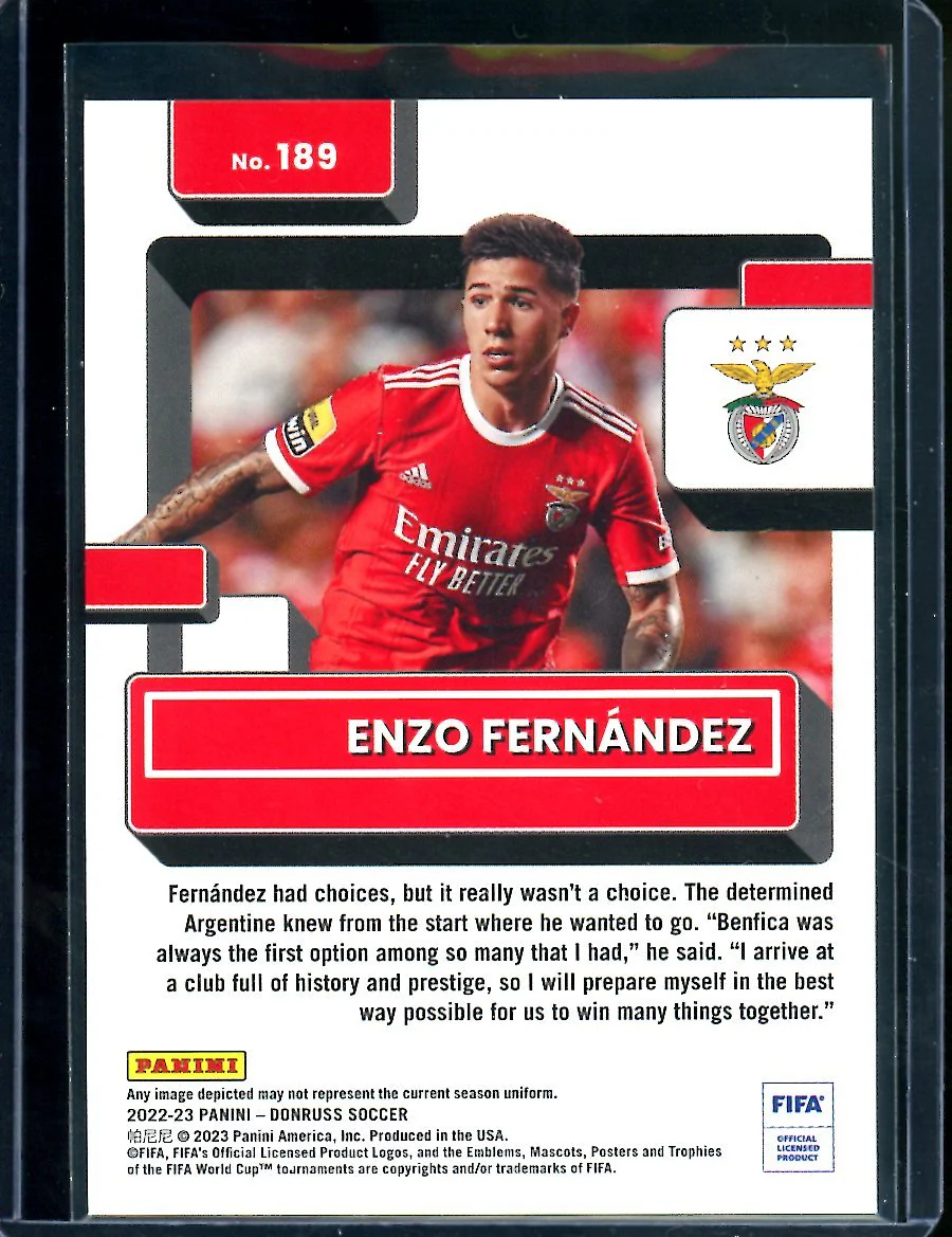 2022/23 Panini Donruss Enzo Fernandez Rated Rookie Teal /199 Benfica - Image 2