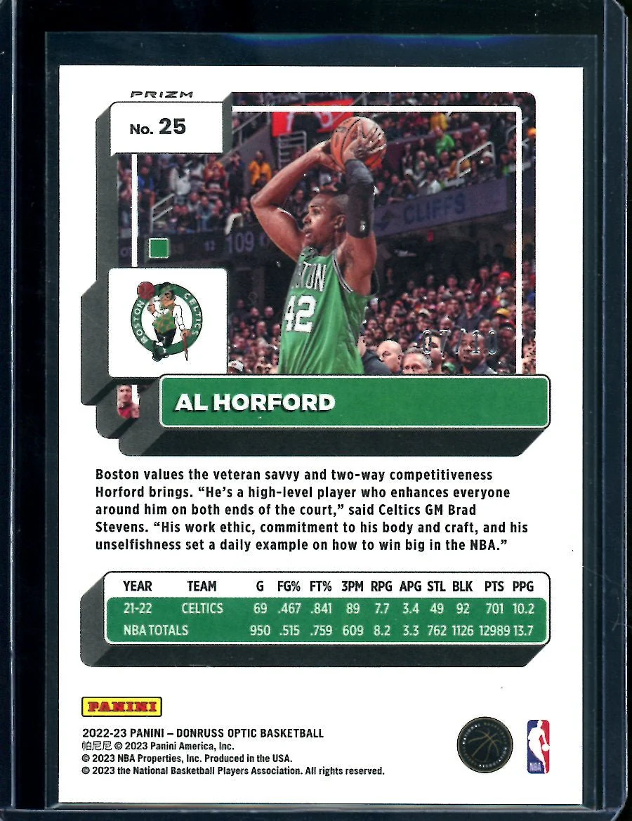 2022-23 Panini Donruss Optic Al Horford Gold /10 Celtics - Image 2