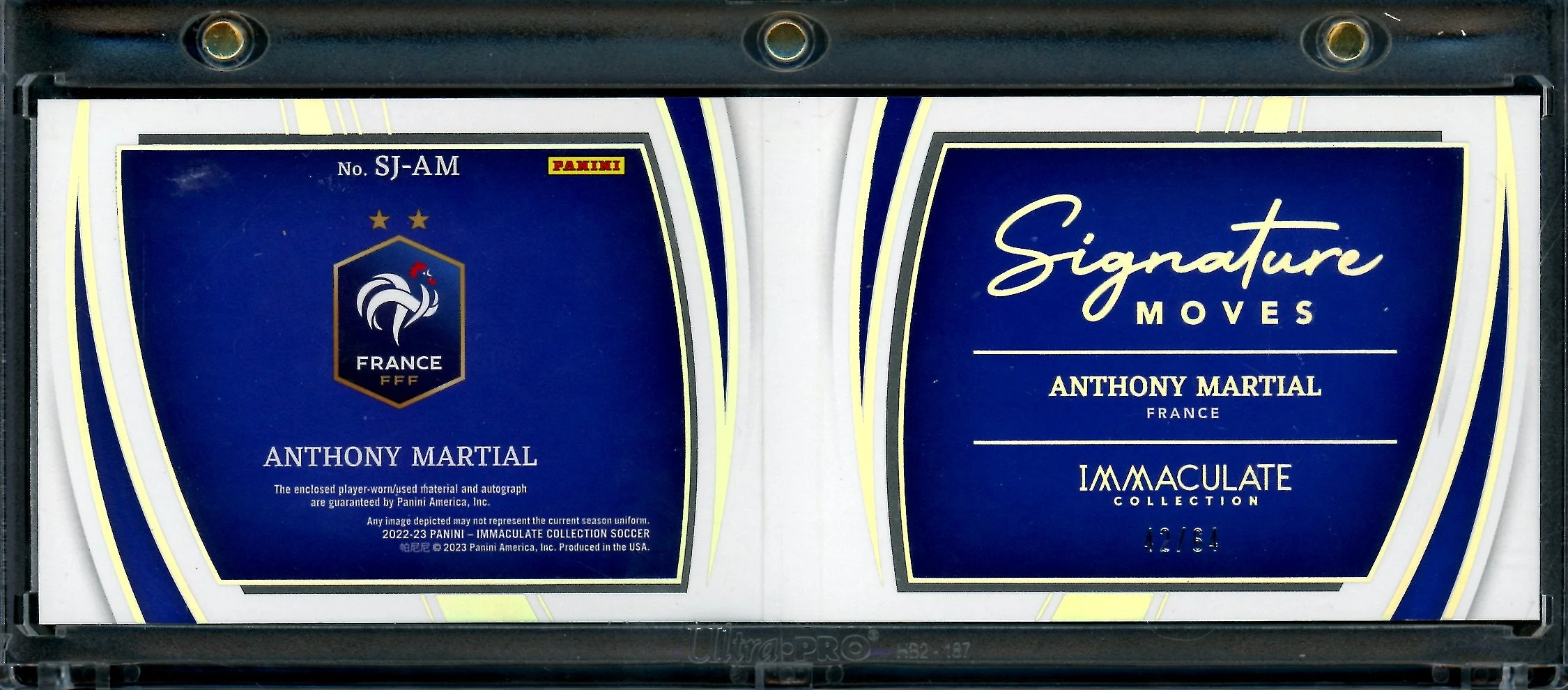 2022/23 Panini Immaculate Anthony Martial Signature Moves Booklet Patch Auto /64 France - Image 2