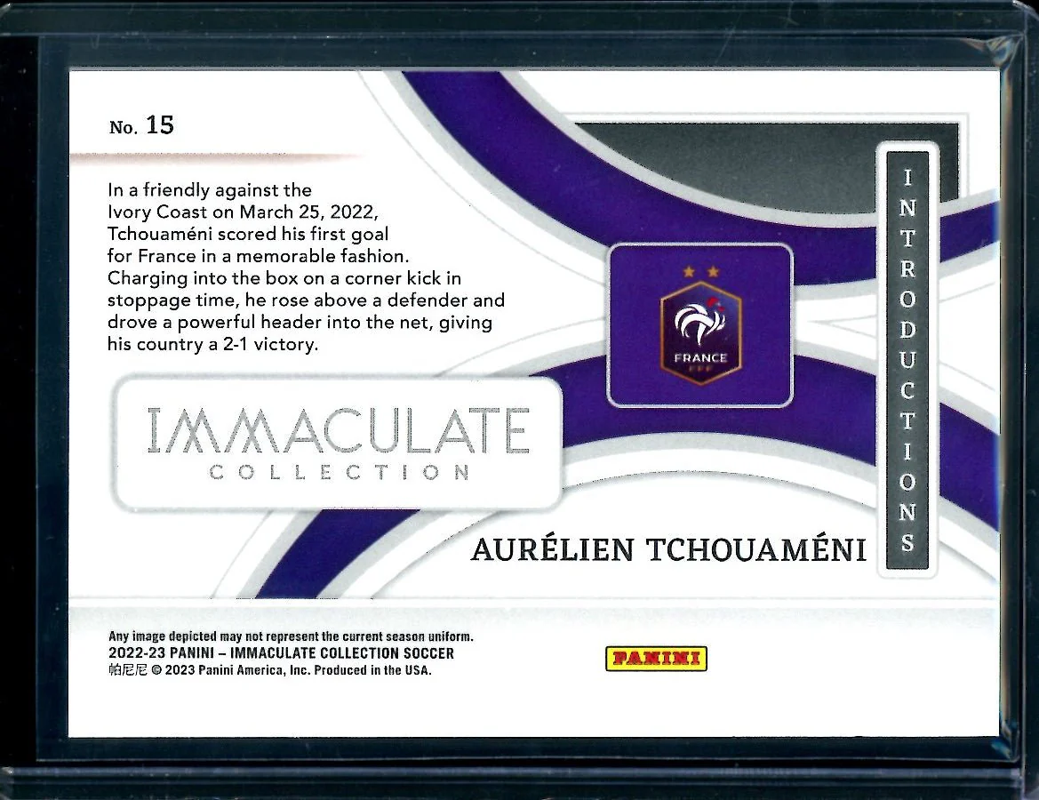 2022/23 Panini Immaculate Aurelien Tchouameni Introductions /25 France - Image 2