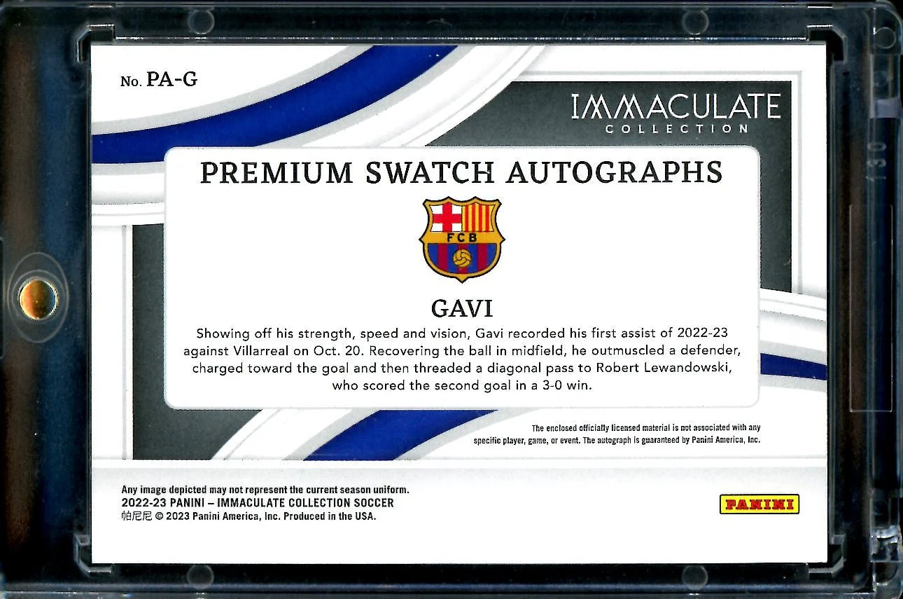 2022/23 Panini Immaculate Gavi Patch Auto /99 FC Barcelona - Image 2