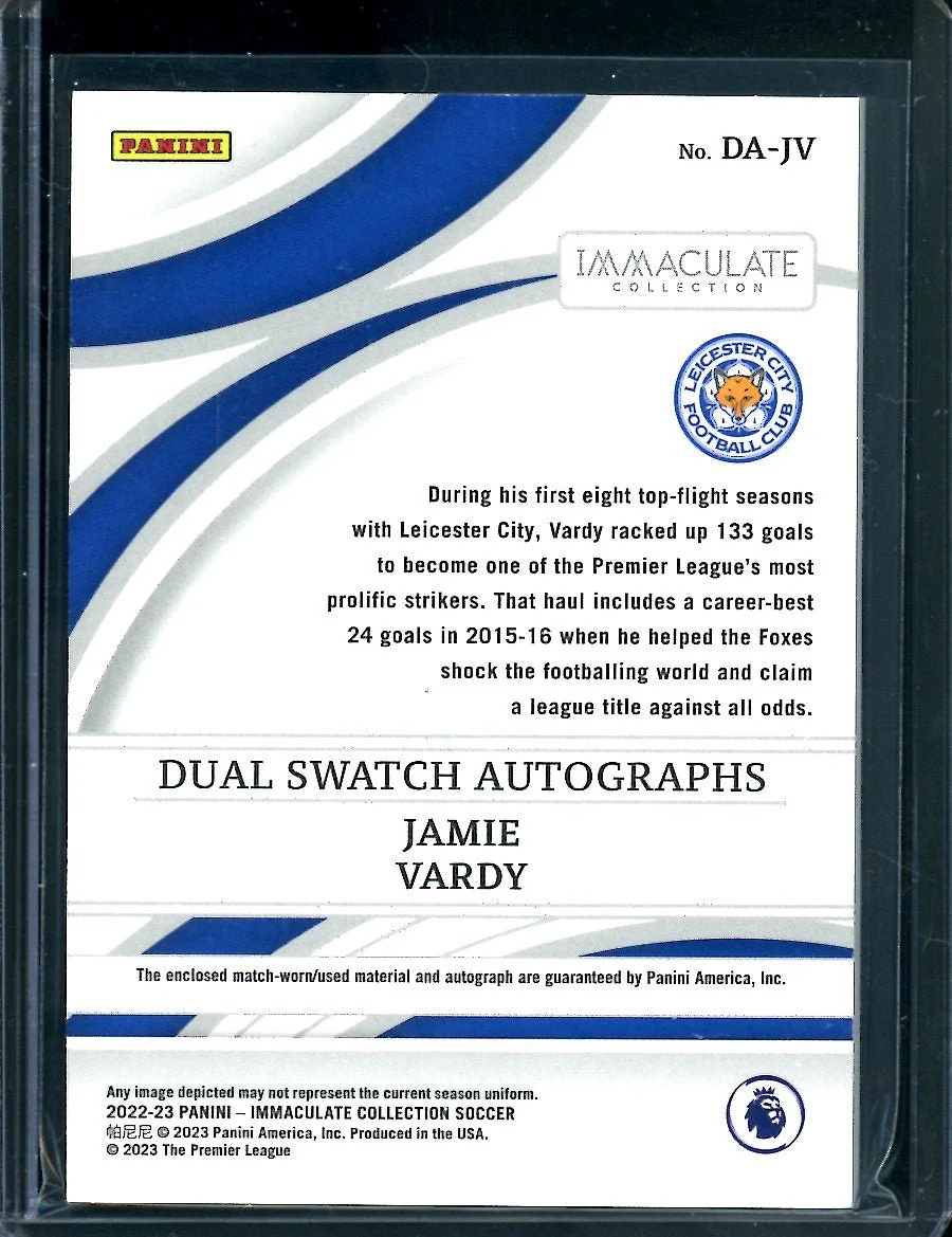 2022/23 Panini Immaculate Jamie Vardy Patch Auto /25 Leicester City - Image 2