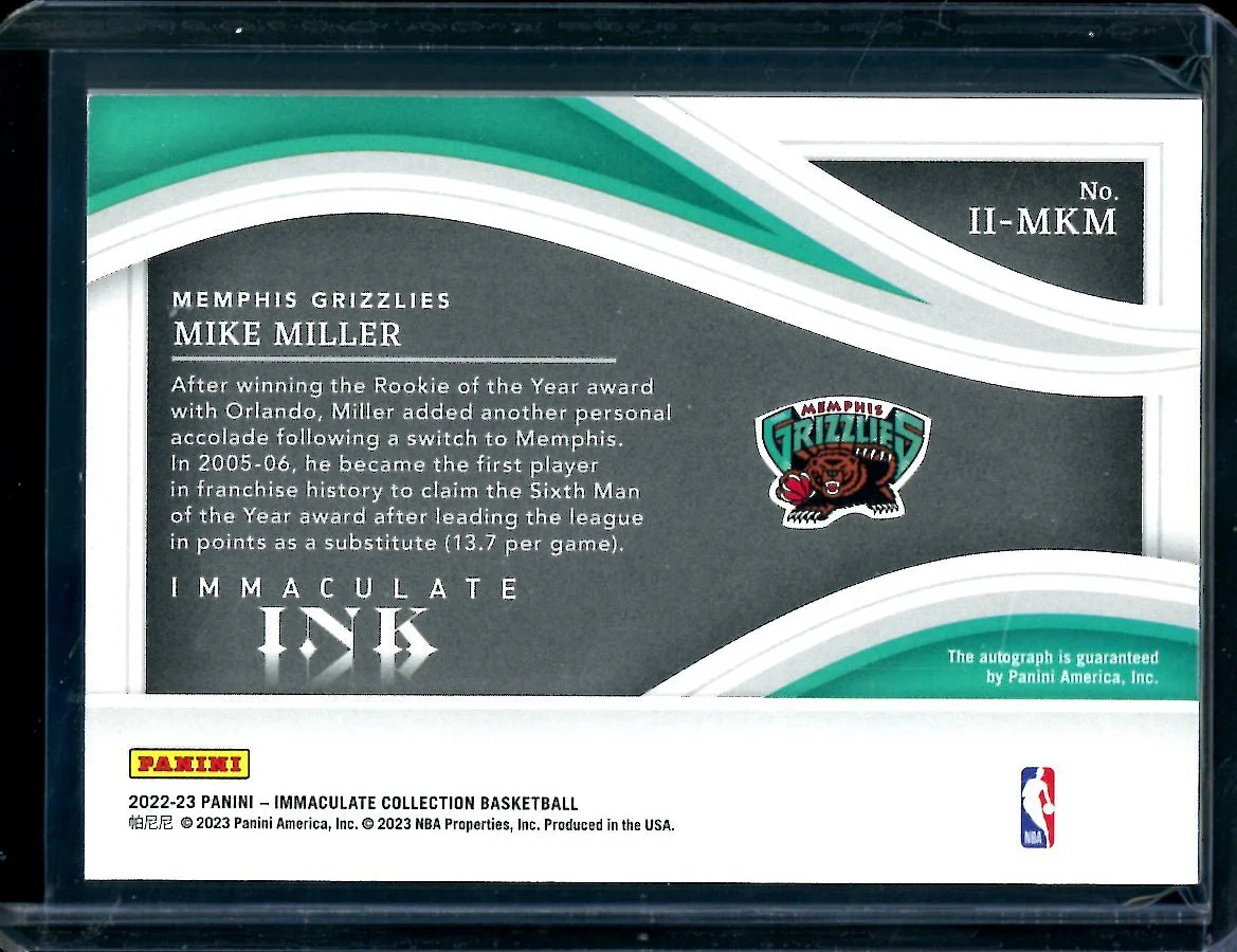 2022/23 Panini Immaculate Mike Miller Immaculate Ink Auto /99 Grizzlies - Image 2