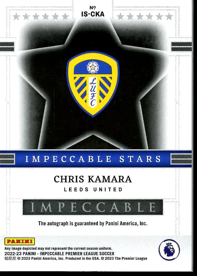 2022-23 Panini Impeccable Chris Kamara Impeccable Stars Auto /99 Leeds - Image 2