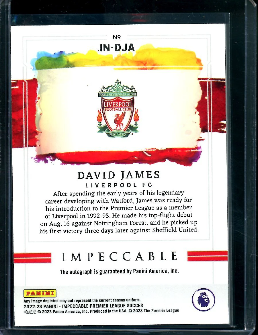 2022-23 Panini Impeccable David James Indelible Ink Auto /59 Liverpool - Image 2