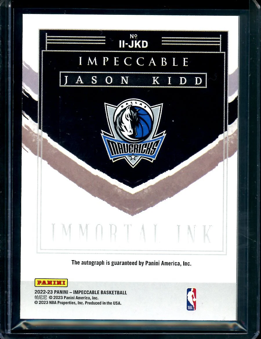 2022/23 Panini Impeccable Jason Kidd Immortal Ink Auto /25 Mavericks - Image 2