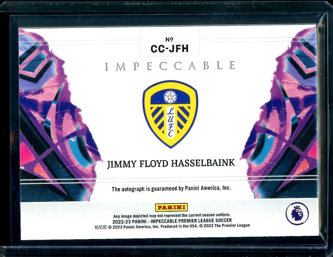 2022/23 Panini Impeccable Jimmy Floyd Hassellbaink Canvas Creations Auto Green /5 Leeds - Image 2