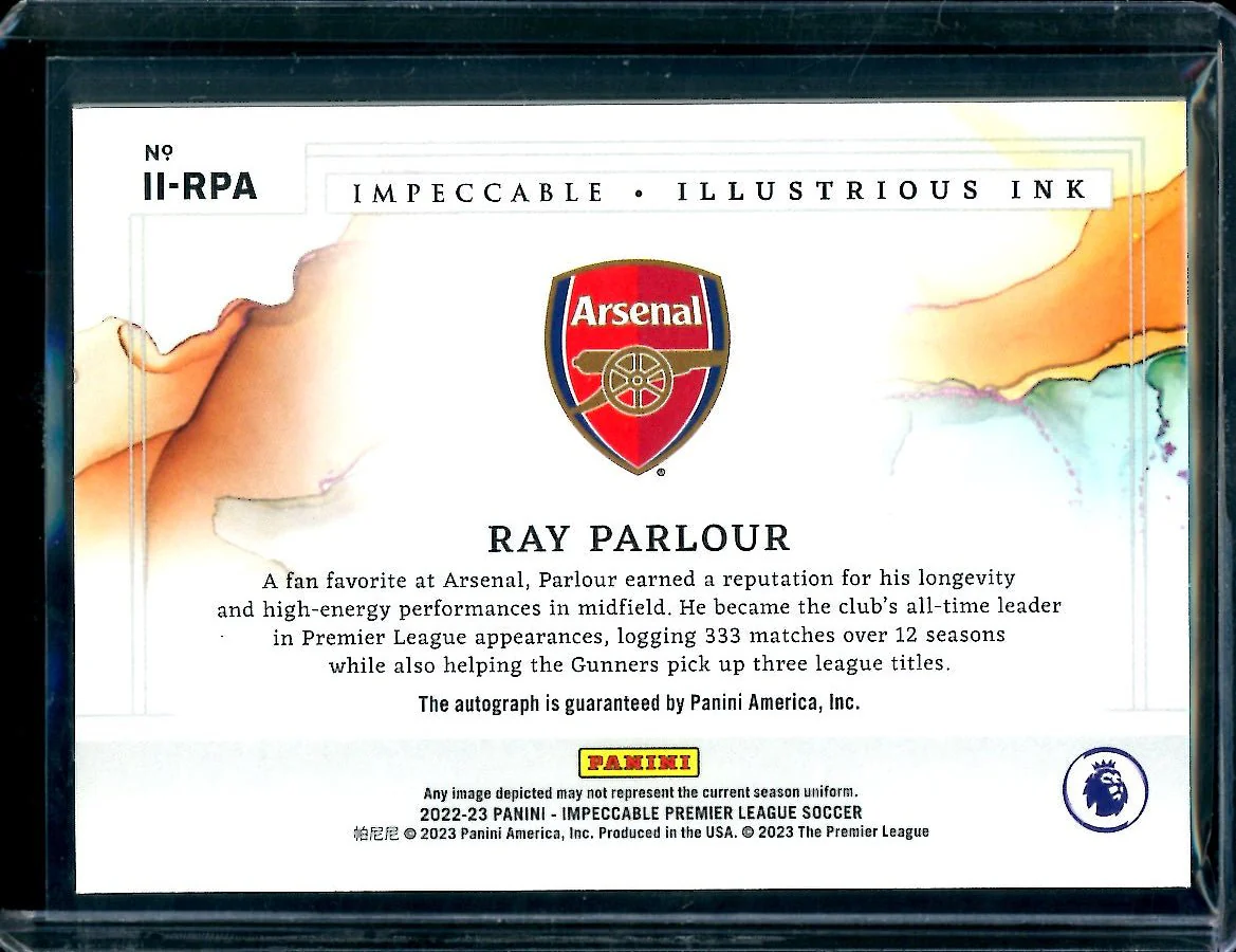 2022/23 Panini Impeccable Ray Parlour Illustrious Ink Auto /49 Arsenal - Image 2