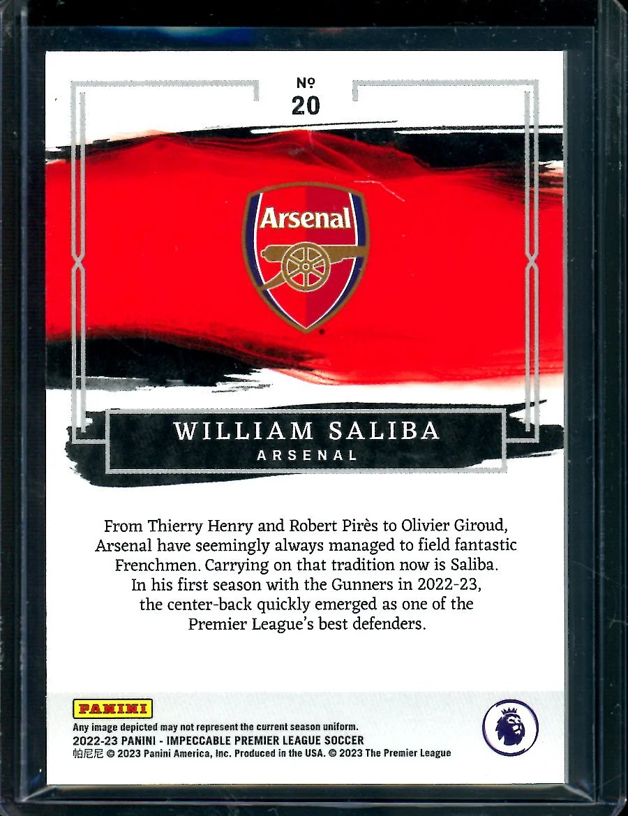 2022/23 Panini Impeccable William Saliba Rookie Blue /25 Arsenal - Image 2