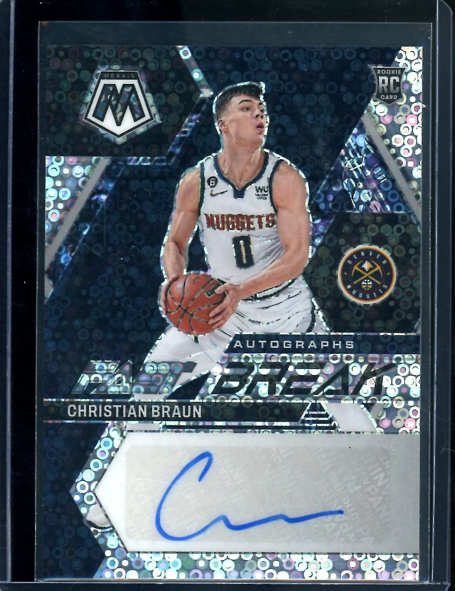 2022-23 Panini Mosaic Christian Braun Fast Break Rookie Auto Nuggets