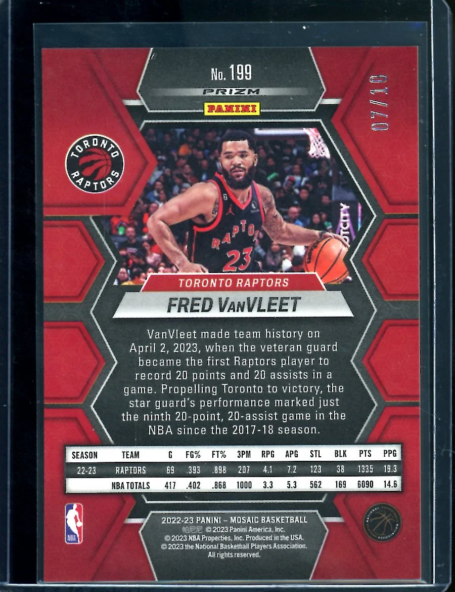2022-23 Panini Mosaic Fred VanVleet Gold Disco /10 Raptors - Image 2