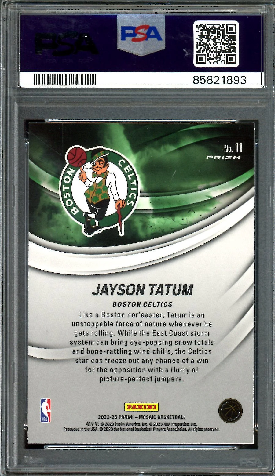 2022/23 Panini Mosaic Jayson Tatum Storm Chasers PSA 10 Celtics - Image 2