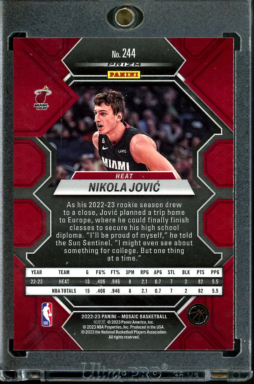 2022-23 Panini Mosaic Nikola Jovic Rookie Glitter SSP Heat - Image 2