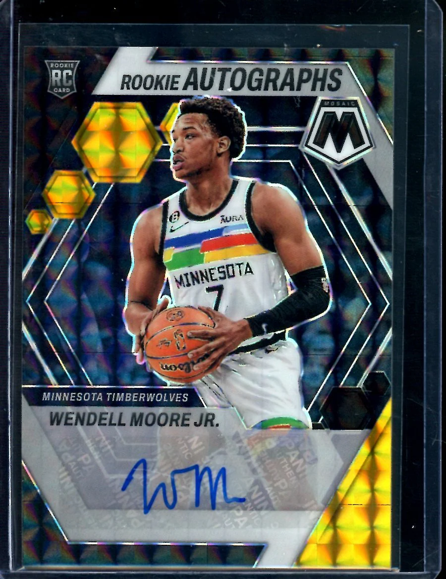 2022/23 Panini Mosaic Wendell Moore Jr. Rookie Black Gold Autograph /8 Timberwolves