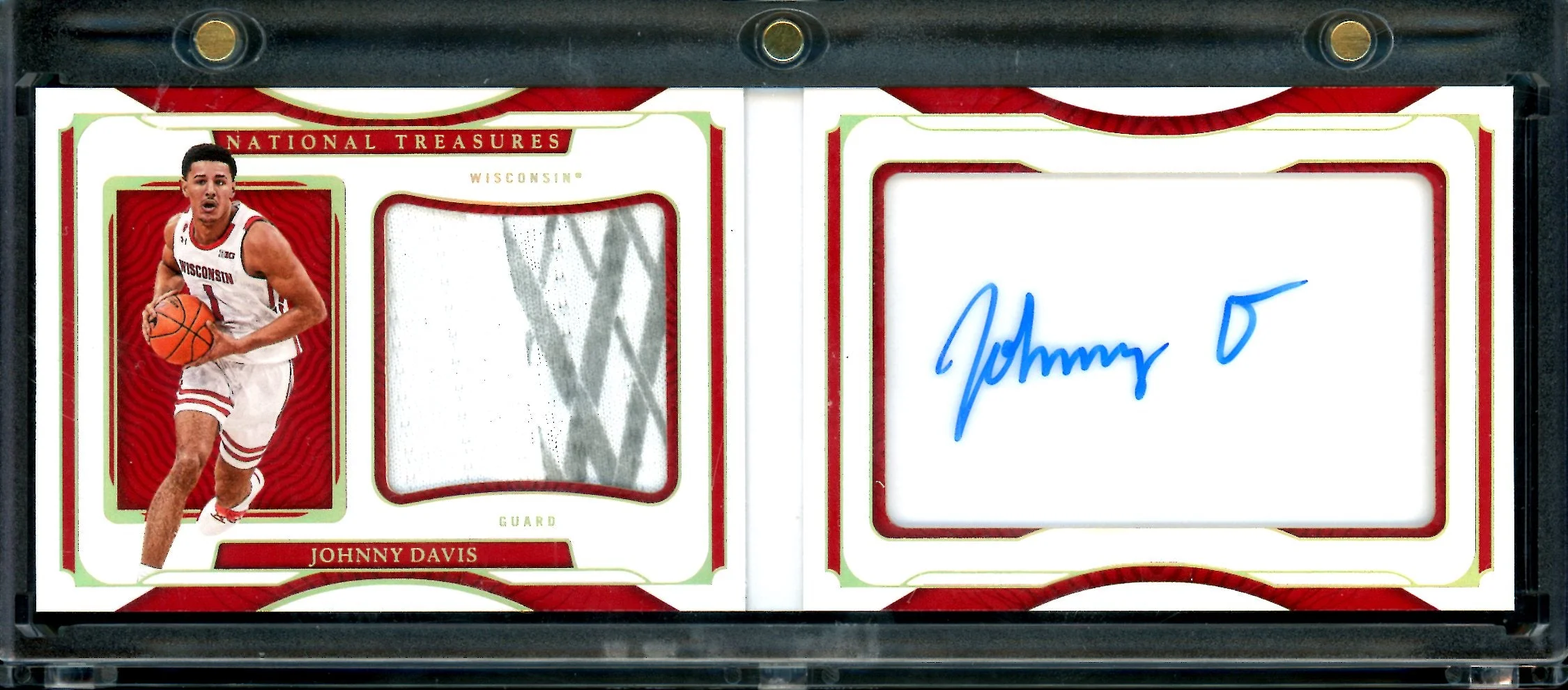 2022/23 Panini National Treasures Collegiate Johnny Davis Booklet RPA Gold /10