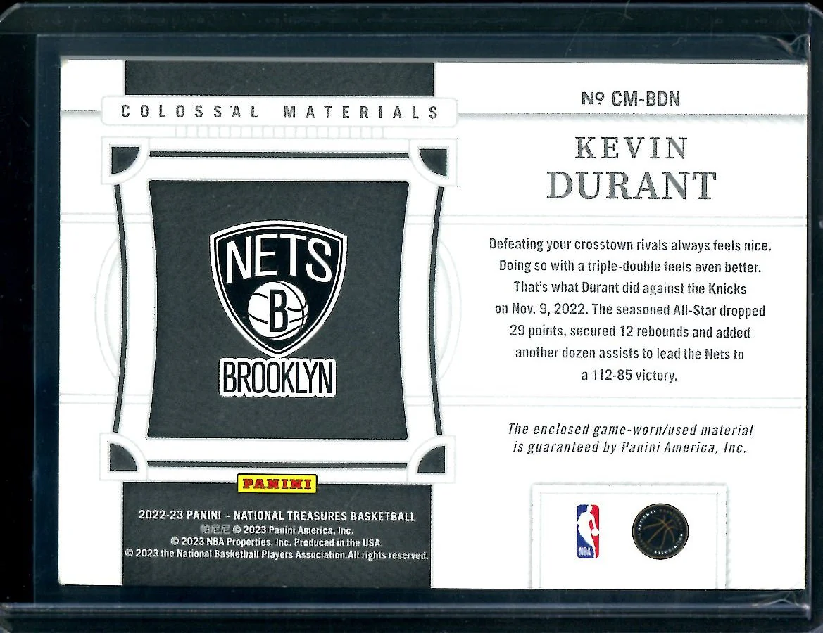 2022/23 Panini National Treasures Kevin Durant Colossal Patch /99 Nets - Image 2