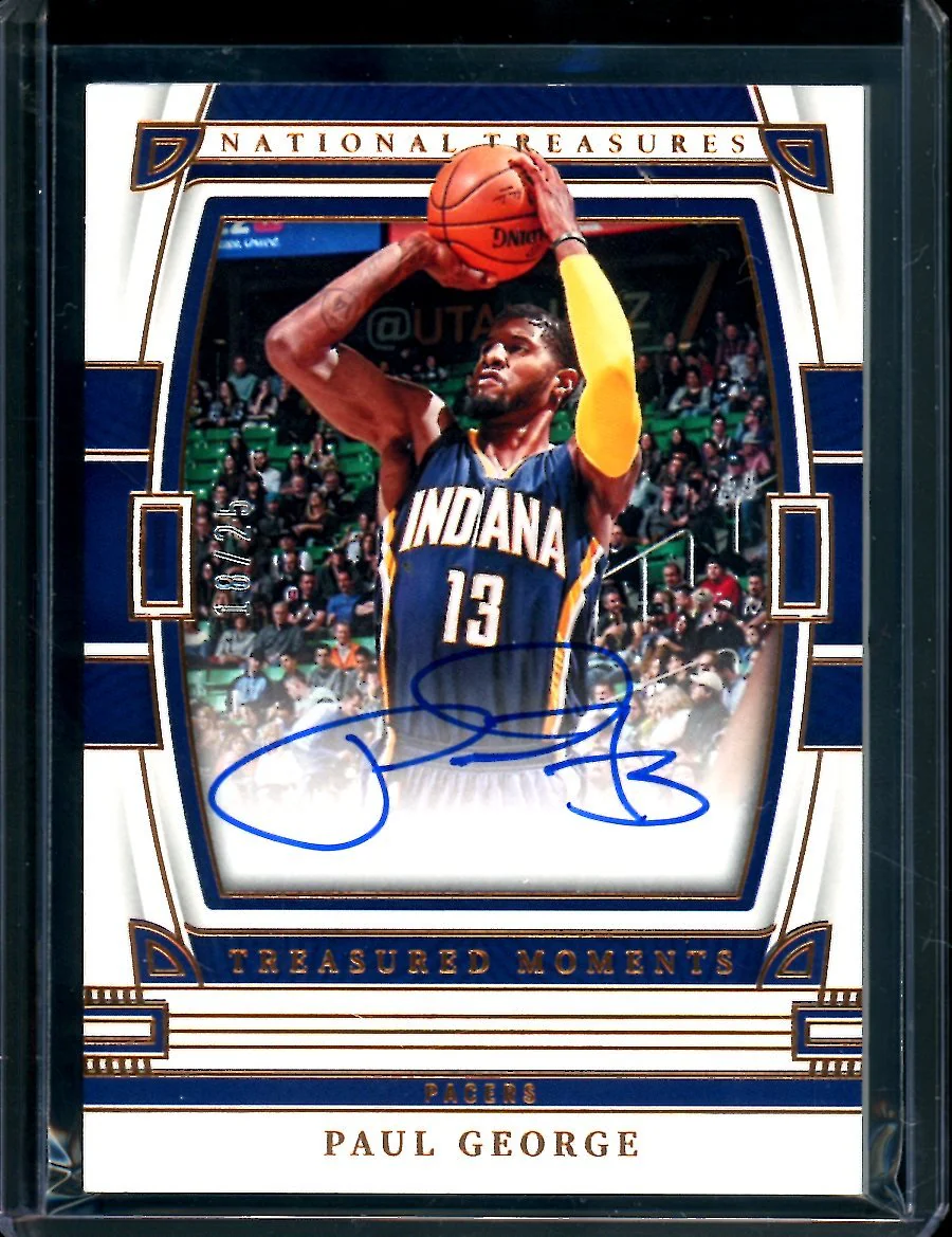 2022/23 Panini National Treasures Paul George Treasured Moments Auto /25 Pacers