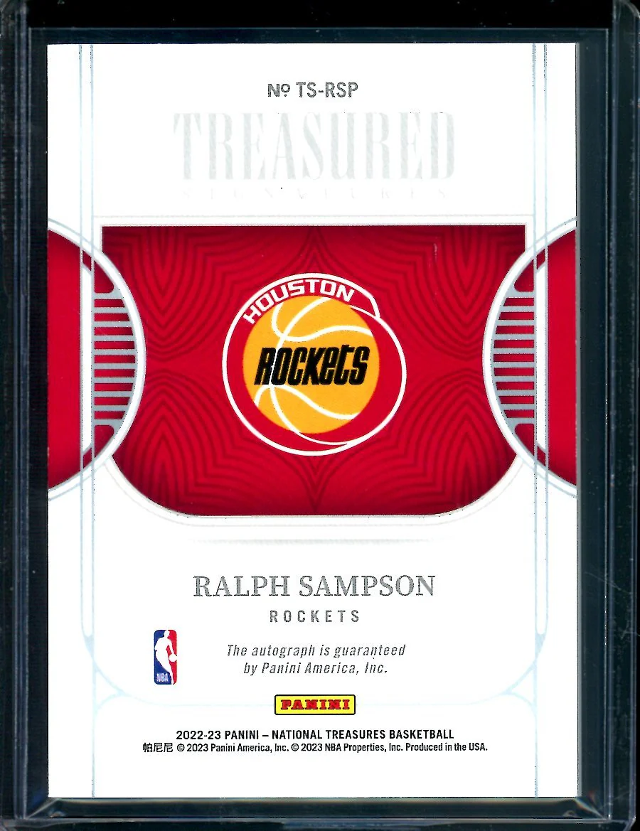 2022/23 Panini National Treasures Ralph Sampson Treasured Signatures Auto /99 Rockets - Image 2